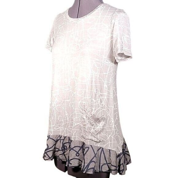 NWOT LOGO by Lori Goldstein Printed Knit Top with Contrast Hem Sz XXS - Picture 2 of 9